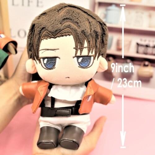 Anime Attack on Titan Levi Plush 23cm Doll Soft Toy Change Clothes Outfit Suit Bag Acc Cosplay Limited