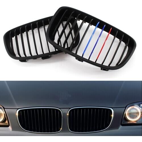 Car Front Matte Black M-Color Grilles for BMW F20 1 Series 11-14 ABS Plastic