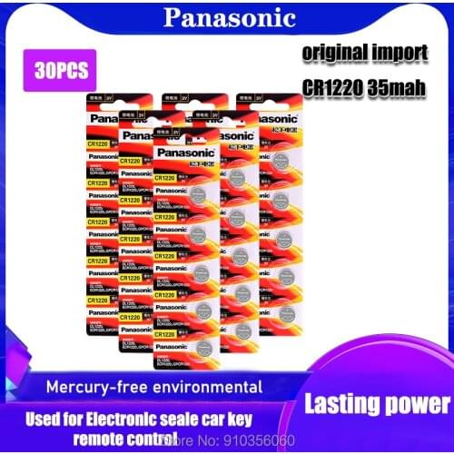 30Pcs 3V CR1220 PANASONIC Lithium Button Battery Coin Cell ECR1220 DL1220 KL1220 Coin Cell Battery For Main Board Remote Control