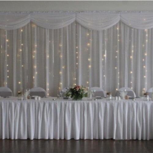 White wedding backdrop with star Led Lights Wedding Backdrop 3M * 6M Stage Decor