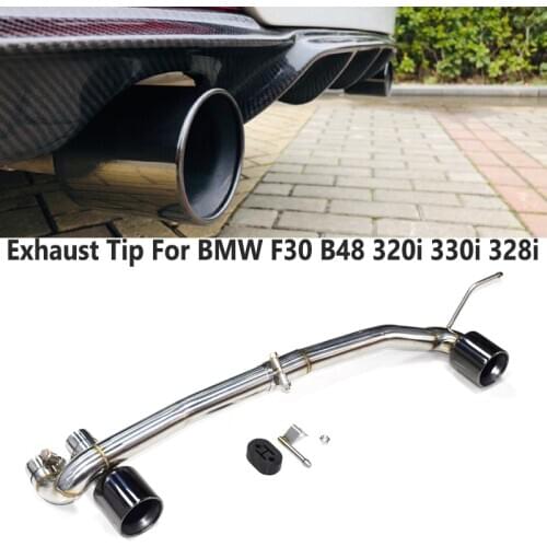 Double Exhaust Tip For B48 BMW F30 320i 328i 330i M sport Black stainless Car Exhaust Pipe Muffler Tip for 3 series in 2017-2019