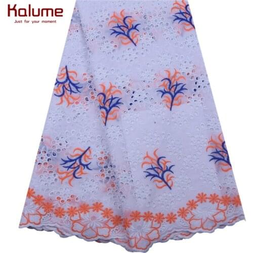 Kalume New Design African Lace Fabric 2020 Nigerian Swiss Cotton Voile Lace Fabric With Stones For Men Women Dress Party F1852