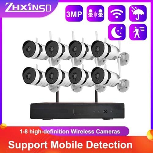 3MP Wireless NVR Kit Security Surveillance Camera Kit Wifi Audio CCTV Camera System Outdoor Wireless Camera System