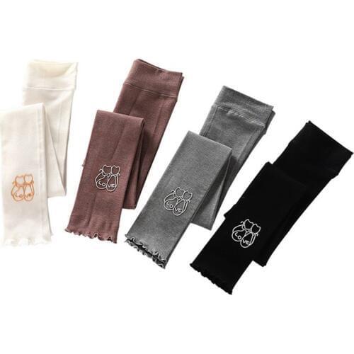 Girls Leggings Cotton Cartoon Cat Wooden Ear Skinny Pants 4 -10 Years Big Girl Spring Autumn Trousers Elastic Waist Kids Pants