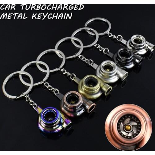 Mini Turbo Turbocharger Keychain Spinning Turbine Key Ring Zinc Alloy Metal Keyring Car Styling Car Interior Accessories