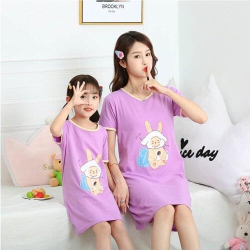 Fashion Summer Girls Nightgown Pajamas Kids Short Sleeved Nightdress Cute Cotton Child Baby Sleeping Dress Childrens Dresses