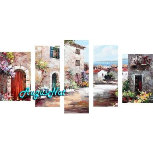 Multi pictures combination scenery diamond painting kit full drill diamond house wall art mosaic rhinestone pasted landscape