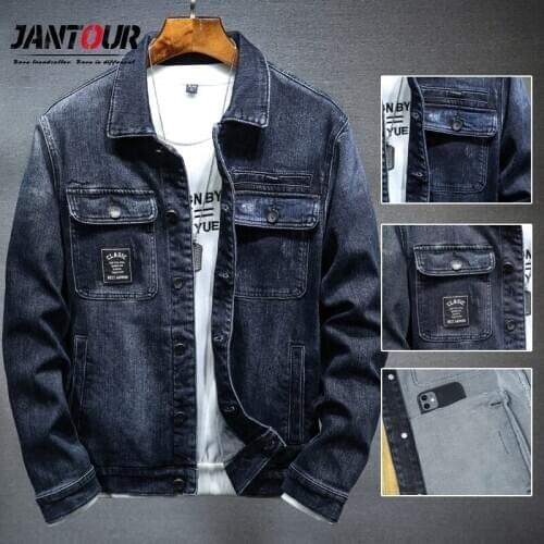 Mens Clothing Autumn Winter Jacket Men Retro Fashion Denim Jacket Thicken Turn-Down Collar Biker Bomber Denim Jacket For 2020