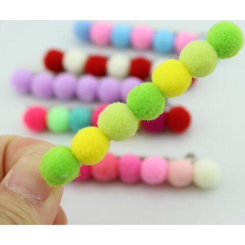 Set of 15pcs Rainbow Handmade Pompon ball hair pin,frog pin,alligator pin customized Free Shipping wholesale