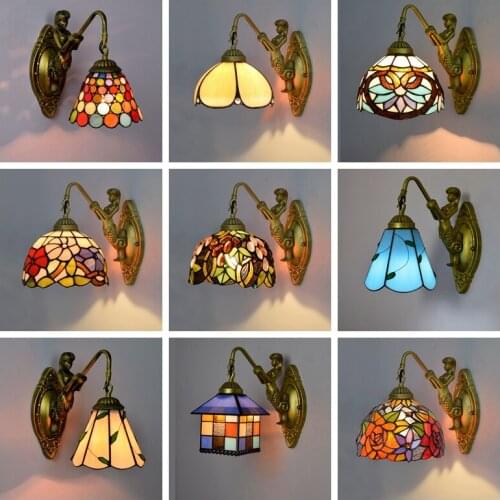 Tiffany Wall Lamp Aisle Corridor Balcony Bedside Table Mirror Front Lighting LED Stained Glass European Style Wall Lamp