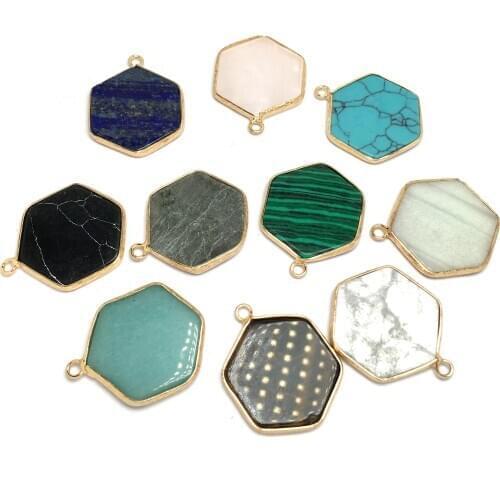 Natural Semi-precious Pendant Charms Geometric Turquoises Quartz Pendants for DIY Necklace Earring Jewelry Making Size 20x25mm