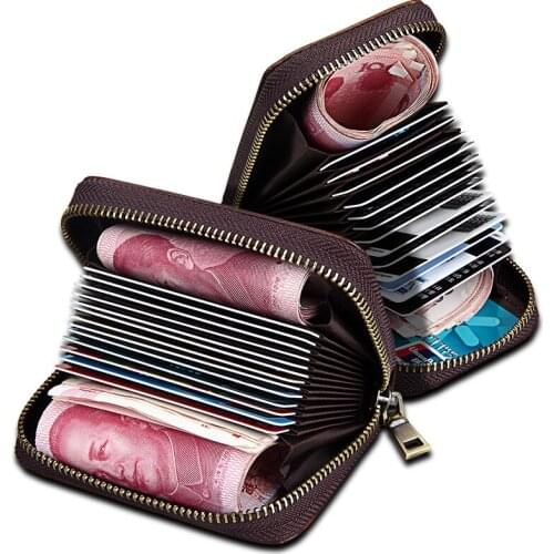 2019 New unisex RIFD anti-magnetic wallet fashion genuine leather high quality like organ Oil wax cowhide ID Holders