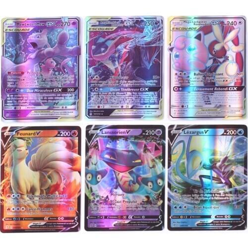 30-300 PCS New In French Pokemones Card Battle Game Card GX V Vmax tag team ex mega shiny cards