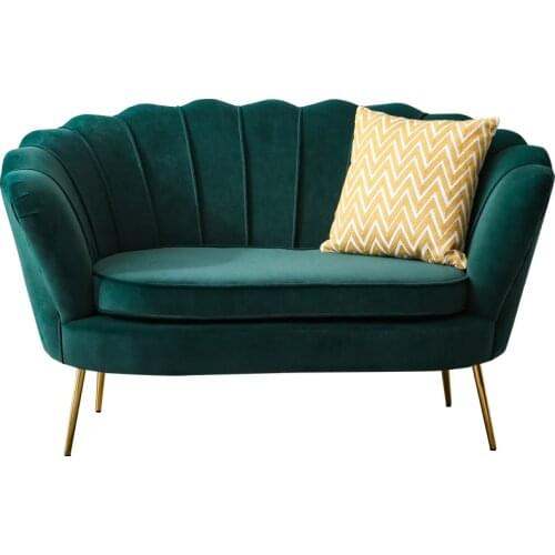 Single sofa Nordic net red light luxury balcony bedroom clothing store fabric flannel bed and breakfast ins metal sofa