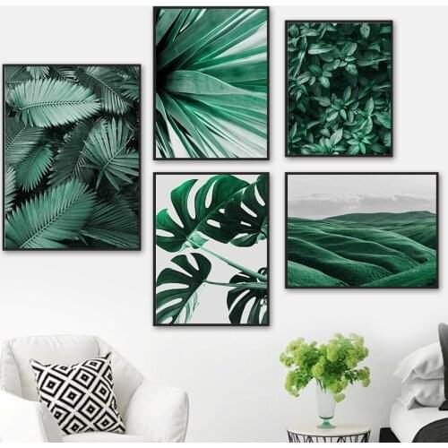 Palm Leaf Monstera Agave Mountain Plant Wall Art Canvas Painting Nordic Posters And Prints Wall Pictures For Living Room Decor
