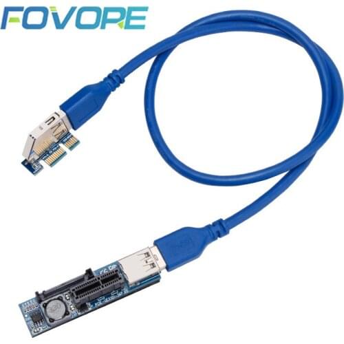 PCI-E Extender PCI E 1X to 1X Riser USB 3.0 Cable SATA Power Working for Motherboard PCI-E x1 Slot Bitcoin Miner Antminer Mining