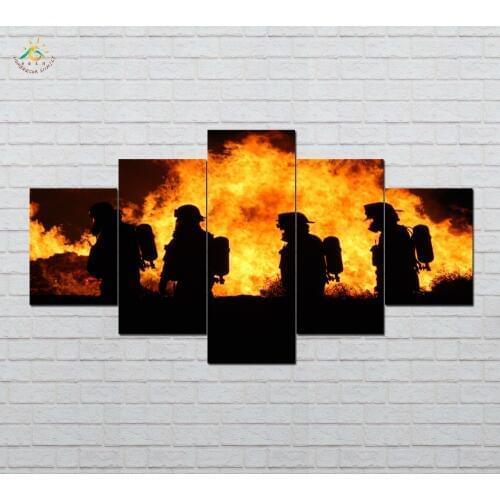 Firemen Modern Canvas Art Prints Poster Wall Painting Home Decoration Artwork Wall Art Pictures for Bedroom 5 PIECES