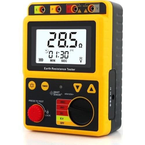 Smart Sensor AR4105B Digital Earth Resistance Tester Measure Grounding Furnish Transformer Station Power Distribution Lines
