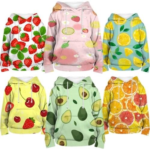 Spring Autumn Kids Funny Fruits 3D Hoodies Children Strawberry Avocado Sweatshirts Tops Boys Girls Toddler Apple Lemon Pullovers