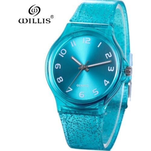 WILLIS Silicone Strap Watches Women Glitter Hot Sales Fashion Women Quartz Round Dial Girl Casual Wristwatches Relogio Feminino