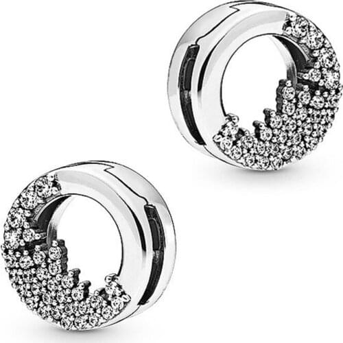 Original 925 Sterling Silver Bead Glitter Ice Cone Fixing Clip Fit Pandora Women Bracelet & Necklace Diy Jewelry