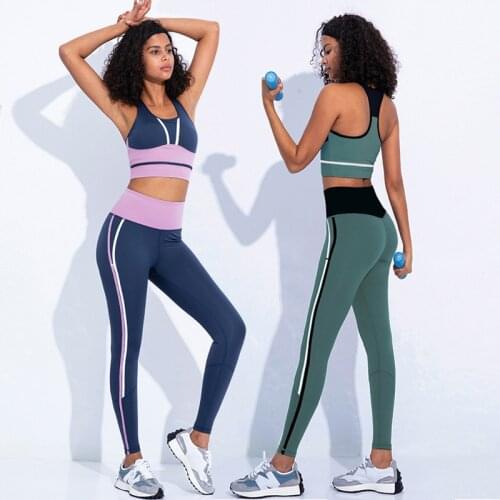 2021NEW Designer Two Piece Set Woman Yoga Set Pilates Suit Fitness Style Sportswear Push Up Yoga Pants Leggings And Crop Top