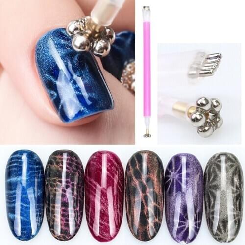 1 Pc Dual-ended Cat Eye Magnet Stick Magical Stick Flower Stripe Grid For 3D Magnetic UV Gel Polish Manicure DIY Nail Art Tool