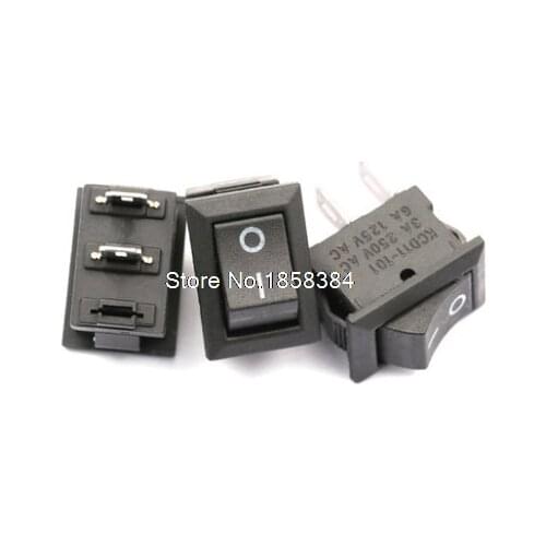 10PCS KCD11 10*15MM 2Pin ON-OFF 3A 250V 10x15 small boat rocker switch power switch Black New