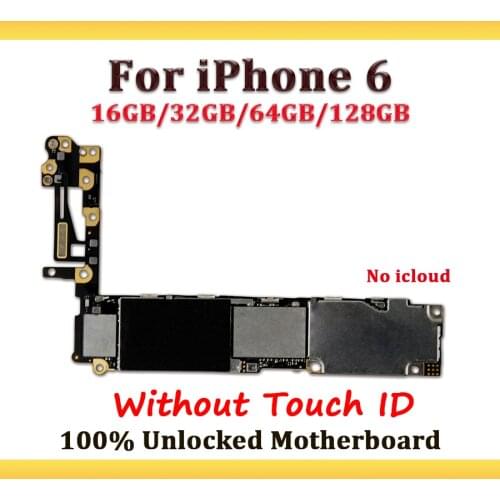 100% Tested For iPhone 6 Motherboard 16gb 32gb 64gb 128gb Without Fingerprint Original Unlocked With IOS System Mainboard