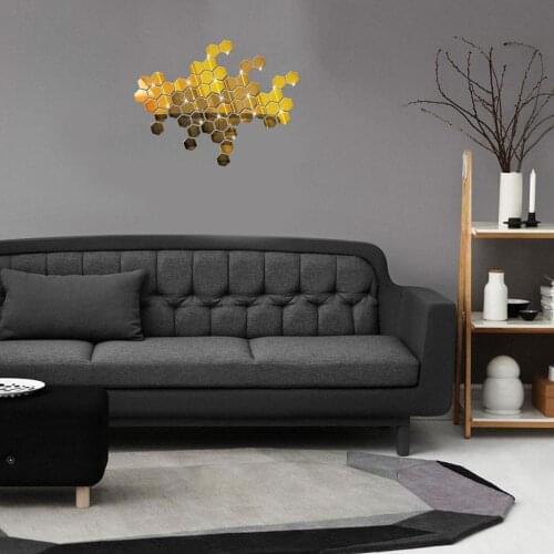 12pcs/set 3d Hexagon Acrylic Mirror Wall Stickers Diy Art Silver Mirrored Stickers Decorative Gold Room Living Stickers Wal R3U9