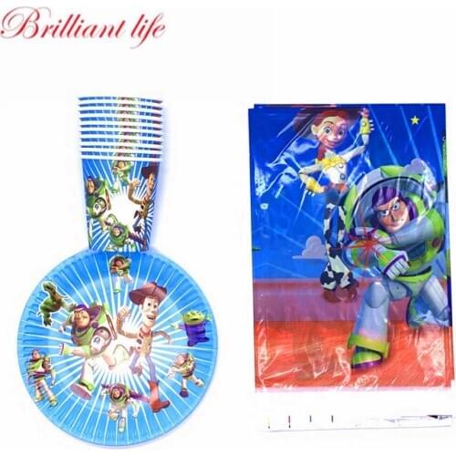 21/41 Pcs Toy Story Kids Birthday Party Supplies Decoration Toy Story Cup Plate Tablecloth Woody Buzz Lightyear Tableware Sets