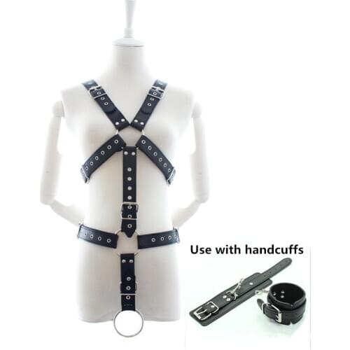 BDSM Sex costume men Full Body Harness Belts Rave Gay Clothing Leather Chest Harness Strap with cock ring harness