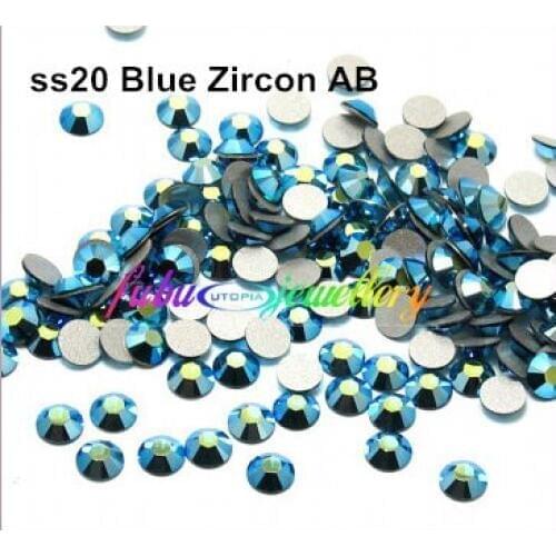 Free Shipping! 1440pcs/Lot, ss20 (4.8-5.0mm) Blue Zircon AB Flat Back Non Hotfix Glue On Nail Art Rhinestones