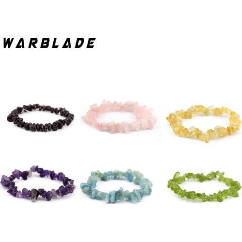 WBL 35Color Natural Gem Stone Bracelet Irregular Crystal Stretch Chip beads Nuggets Bracelets Bangles Quartz Wristband For Women