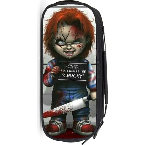 Horror Movie Childs Play Chucky Boys Girls Cartoon Pencil Case Bag School Pouches Children Student Pen Bag Kids Purse Wallet