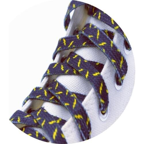 Coolstring 8MM A Pair Wide Shoe Accessories Black&Yellow Lighting Heat Transfer Printing Flat Laces Canvas Boots Cotton Ropes 20