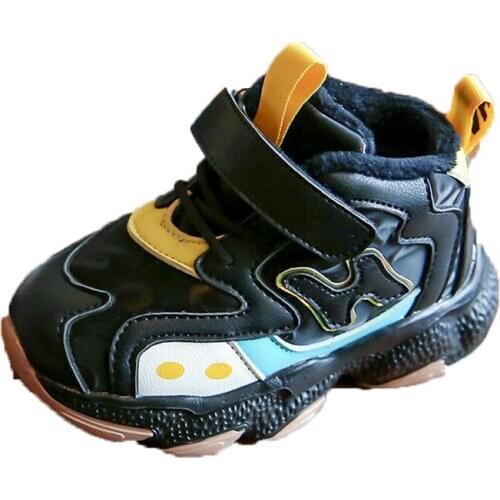 CUZULLAA Children Waterproof Running Shoes Breathable Boys Girls Winter Sports Shoes Kids Fashion Sneakers with Fur Size 21-30