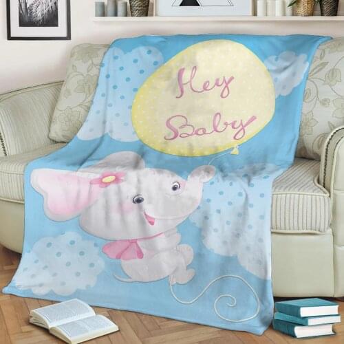 Baby elephant Flannel Throw Blanket 3D Printed Keep Warm Sofa Child Blanket Home Decor Textiles Dream Family Gift