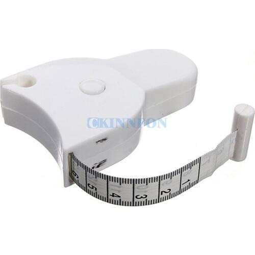 DHL 50PCS New Fitness Accurate Body Fat Caliper Measuring Body Tape Ruler Measure Mini Cute Tape Measure White