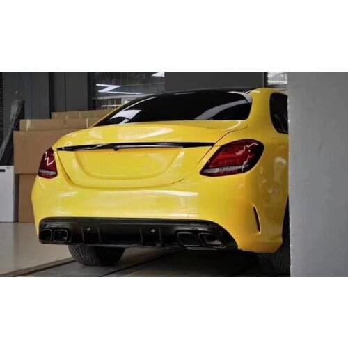 Car Rear Bumper Diffuser With Black/Silver Exhaust Pipes Fit For Mercedes Benz C-class W205 C63s Style C200 C300 2015-2019