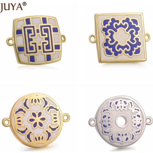 Juya Newest Square Shape Colour Enamel Charms For Jewelry Making Accessories DIY Bracelets Necklaces Earrings