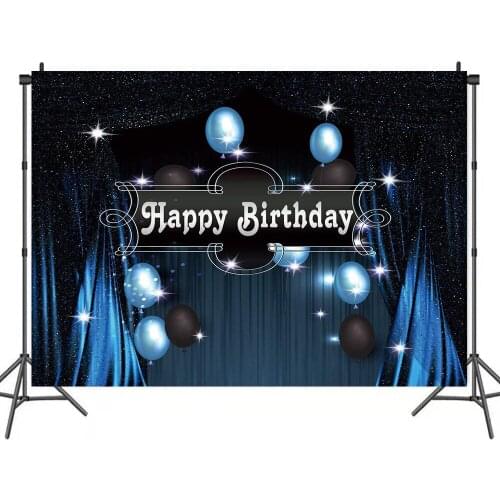Blue Mysterious Drapery Balloon Background Portrait Photography Birthday Party Decors Photographic Backdrops Photocall Studio