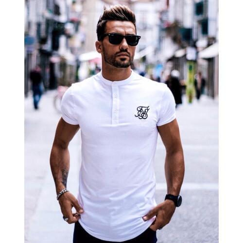 Men Brand Fashion Summer Kanye West Sik Silk Men Casual Hip Hop Irregular cut Button Short Sleeved T-shirts Black White green
