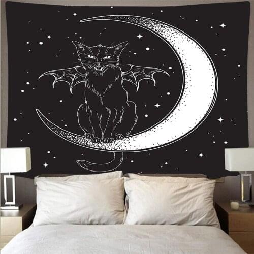 Tarot Card Moon Tapestry Wall Hanging Astrology Divination White Black Tapestry Travel Beach Mat Witch Home Decor Mandala Hippie