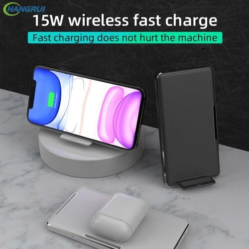 Hangrui QI 15W Fast Charge Wireless Charger For iPhone 12 Pro Max Mini for Samsung Buds For Airpods Pro Charger Stand Dock