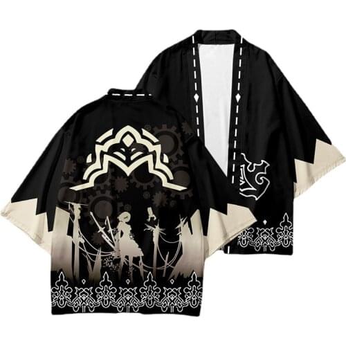 Game NieR:Automata 2B YoRHa No.2 Type B Japanese Kimono Haori Yukata Cosplay Otaku Summer Casual Short Sleeve Streetwear