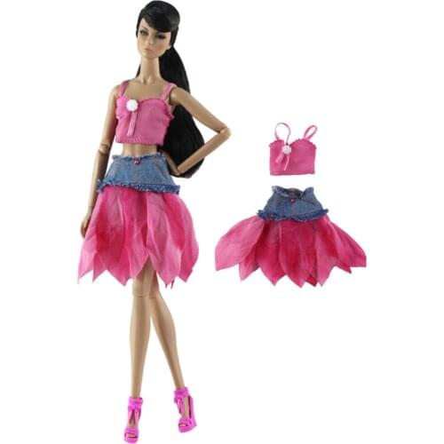 30cm doll clothes, Pink top + Skirt dress Outfit Clothing Set for 1/6 barbie kurhn FR Xinyi Doll