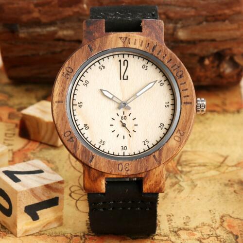 Quartz Mens Wood Watches Classic Black Leather Wooden Watch Male High Quality Custom Wristwatch Dropshiping herren uhren