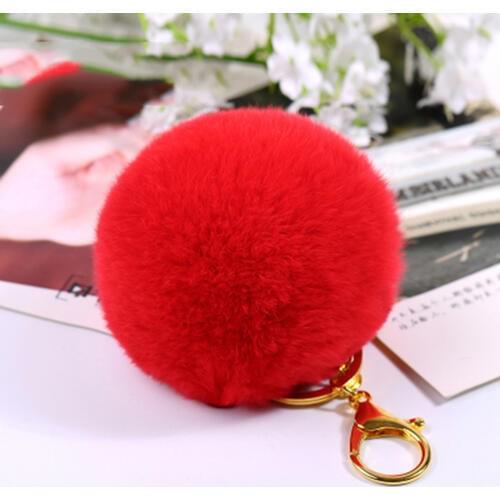 Cute Genuine PomPom Ball Keychain Keyring For Car Key Ring Handbag Tote Bag Accessories Women Gift