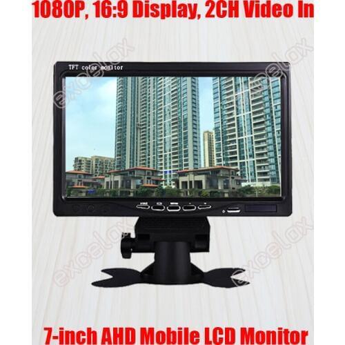 7-Inch 1080P 2MP HD AHD Mobile Monitor 7" LCD Display 2CH A/V Video RCA Cable Car Rear View for CCTV Surveillance Vehicle Mount